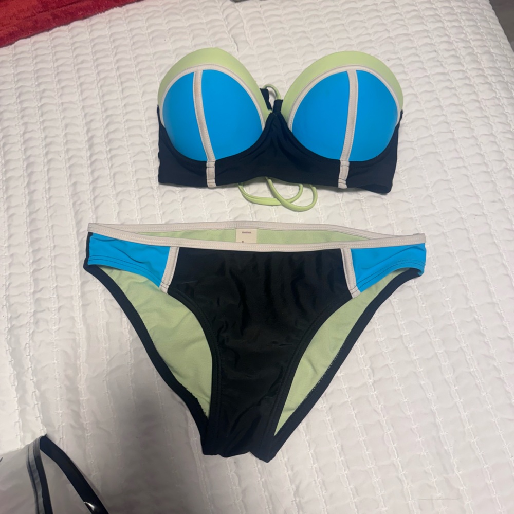 Stylish Blue and Black Bikini Set